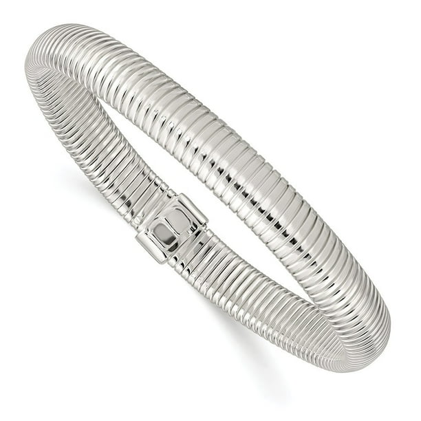 925 Sterling Silver 8mm Polished Open Back Hinged Flexible Bangle Bracelet 925 Sterling Silver 8mm Polished Open Back Hinged Flexible Bangle Bracelet